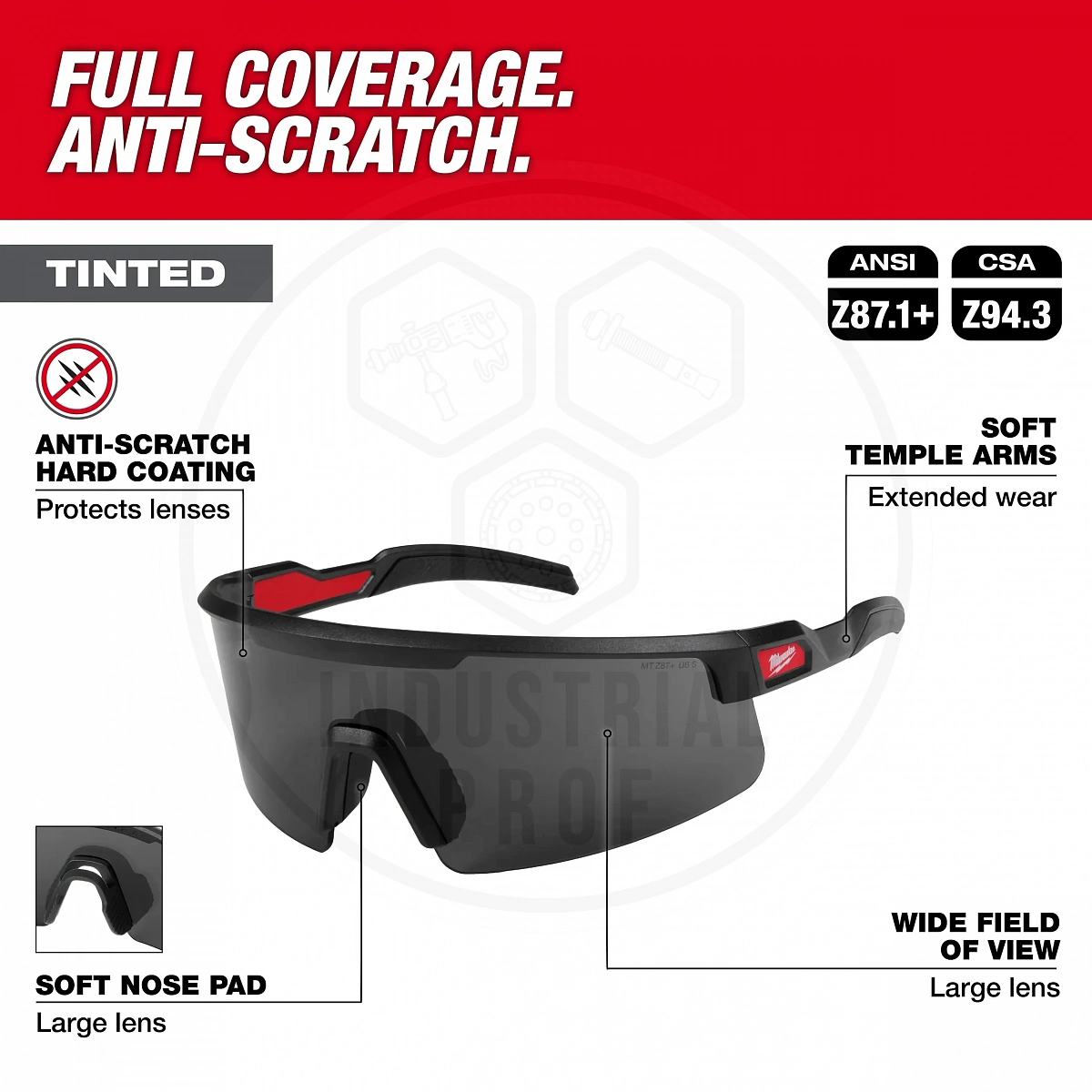 Очки защитные Wrap Around (затемненные) Milwaukee 4932500722